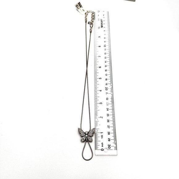 Brighton Silver Plated Butterfly Crystal Pendant 20 - 22 Inch Necklace - Picture 3 of 3